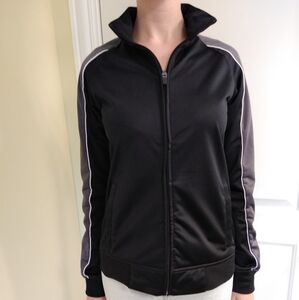 Sporty Black & Gray Full Zip Track Jacket Sport Tek by Port Authority Size Small